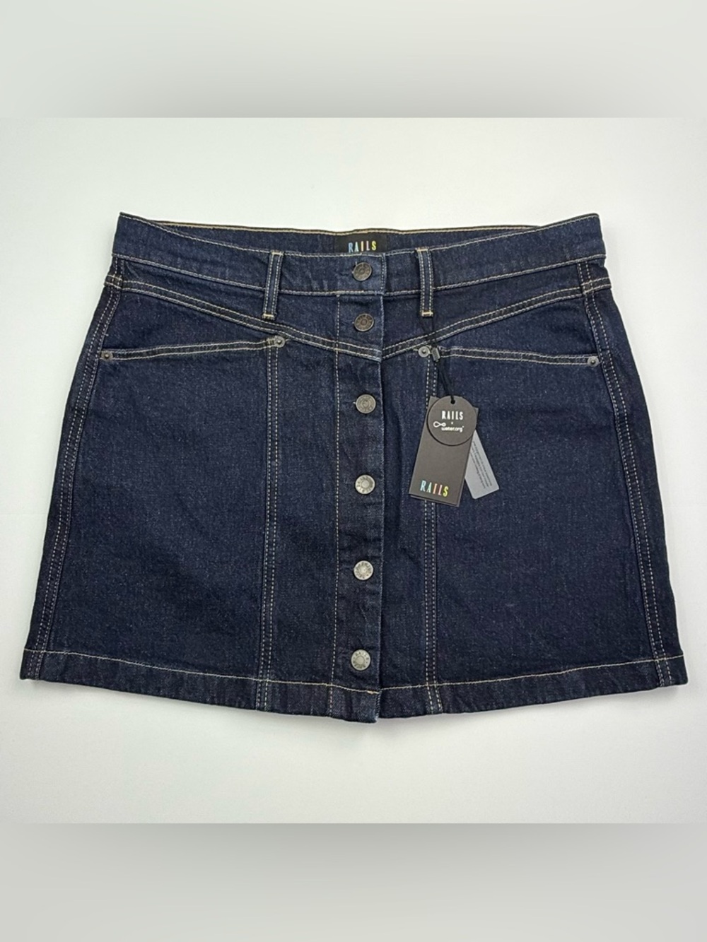 Rails High Waisted Mini Skirt Denim 31 Midnight Blue NWT - Picture 5 of 12